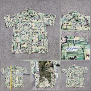 VTG 50s Kilohana Mens XS? Hawaiian Aloha Palm Tree Tropical Button Up Shirt READ